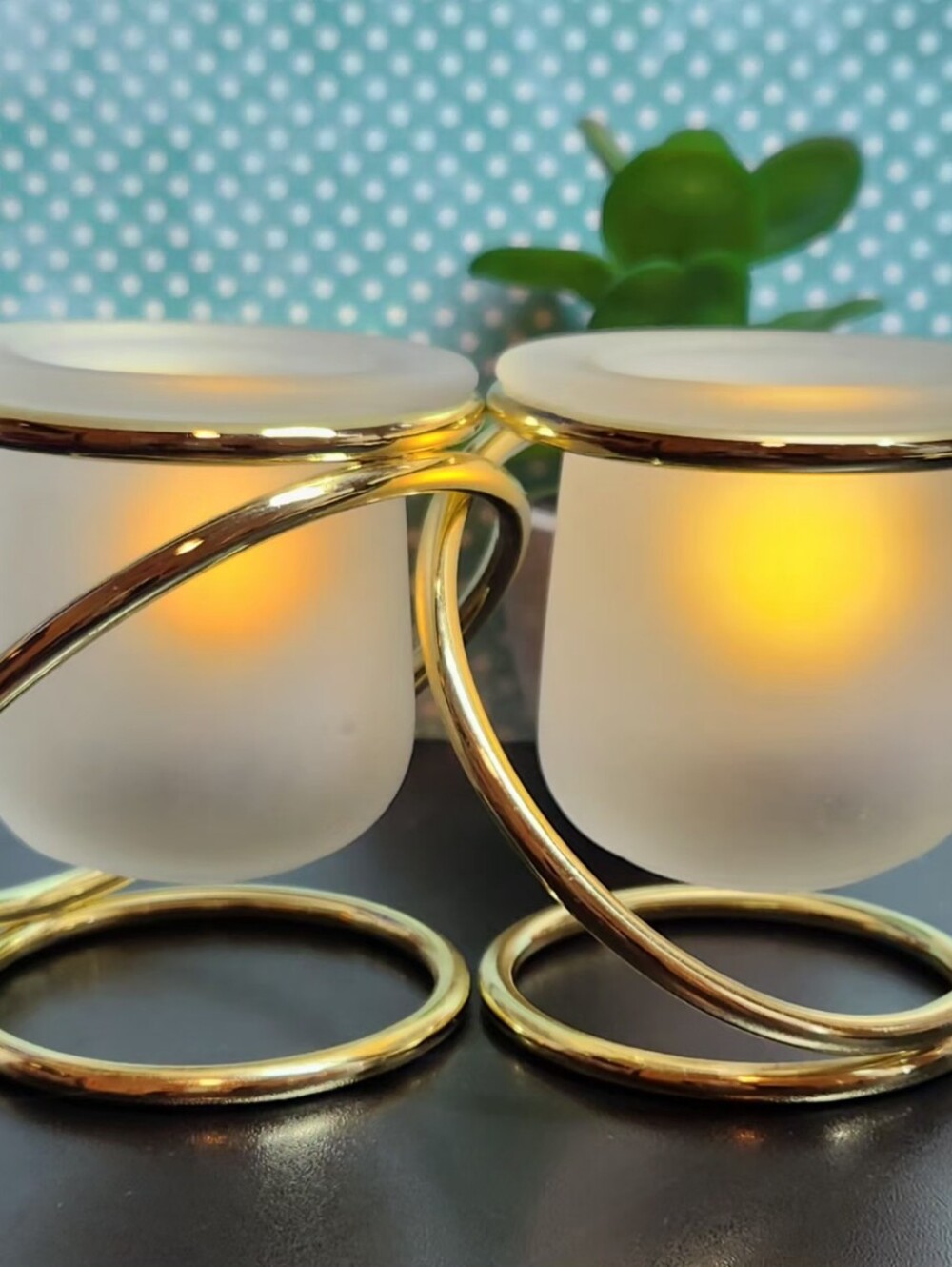 Vintage 1990s PartyLite Gemini Votive Frosted Glass Candle Holders - Picture 2 of 10